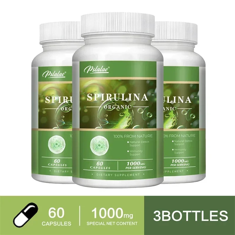 Organic Spirulina Capsules for Eye & Heart Health