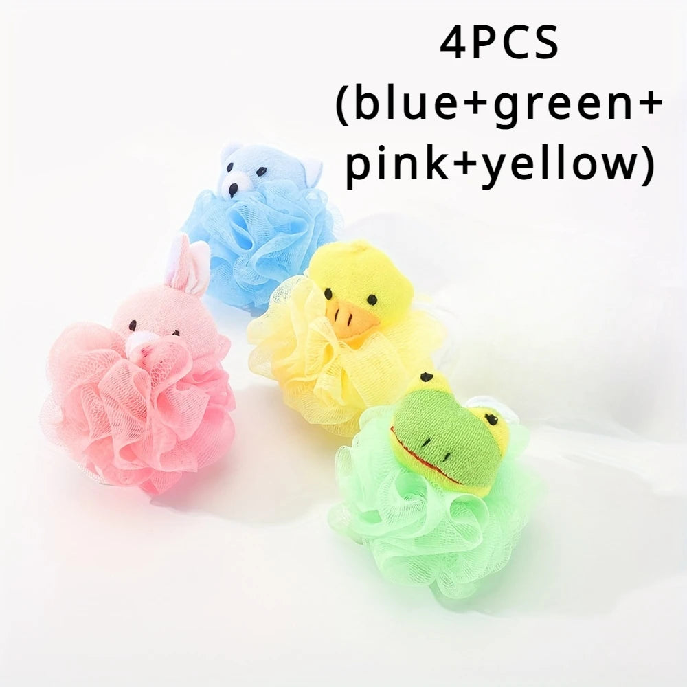 Cartoon Animal Bath Pouf for Kids