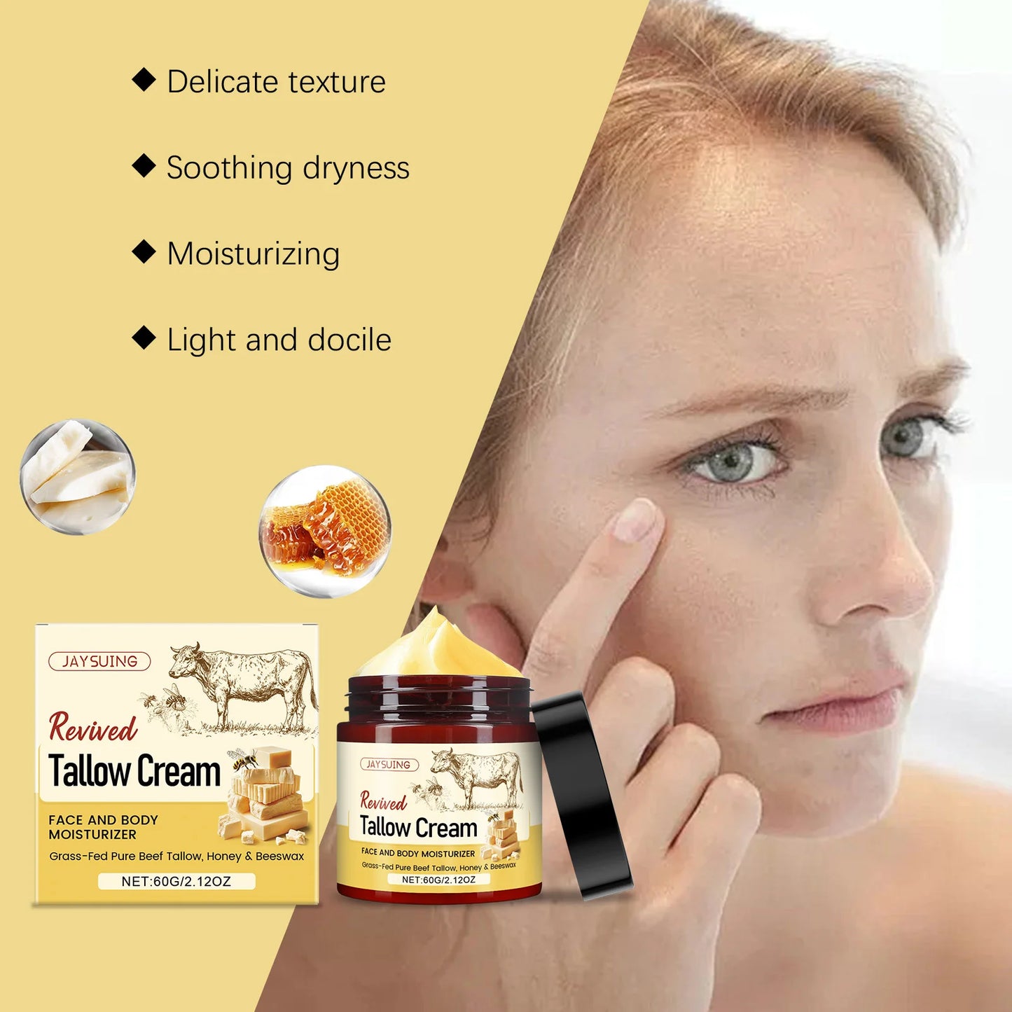 Natural Tallow Beeswax Face Moisturizer