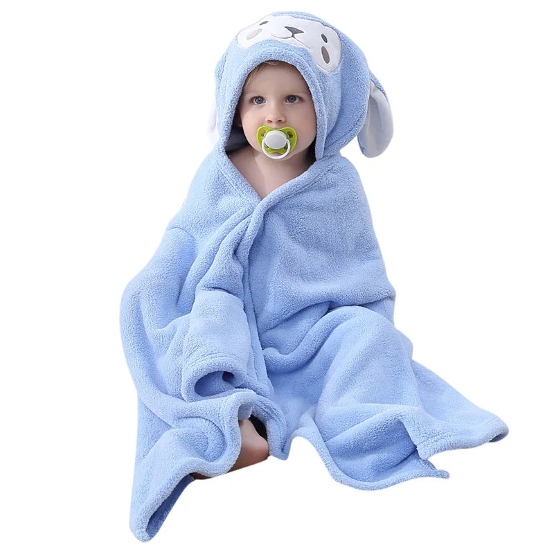 Baby Hooded Bath Towel with Cartoon Animal Design