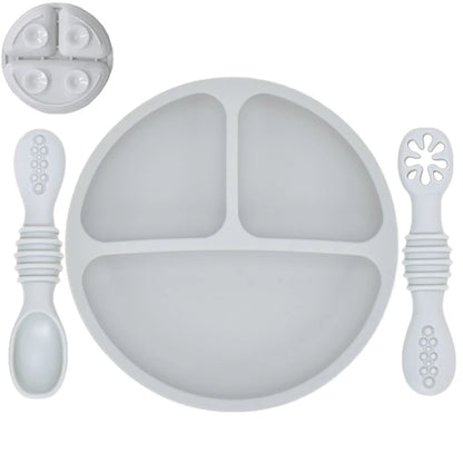 Silicone Baby Dining Plate with Spoon & Fork