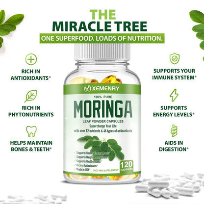 Organic Moringa Capsules for Energy & Wellness