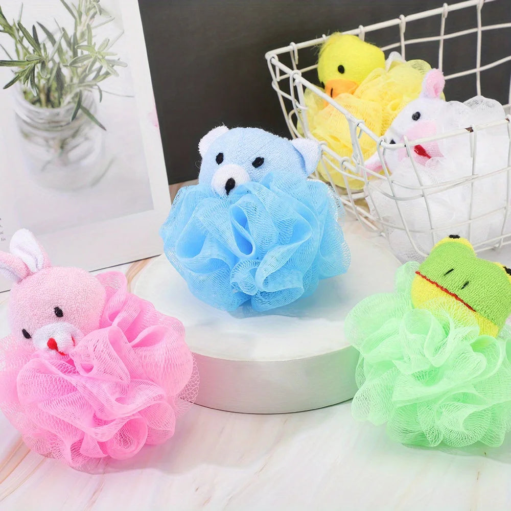 Cartoon Animal Bath Pouf for Kids