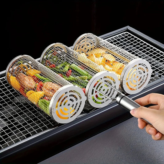 Large BBQ Rolling Grill Basket