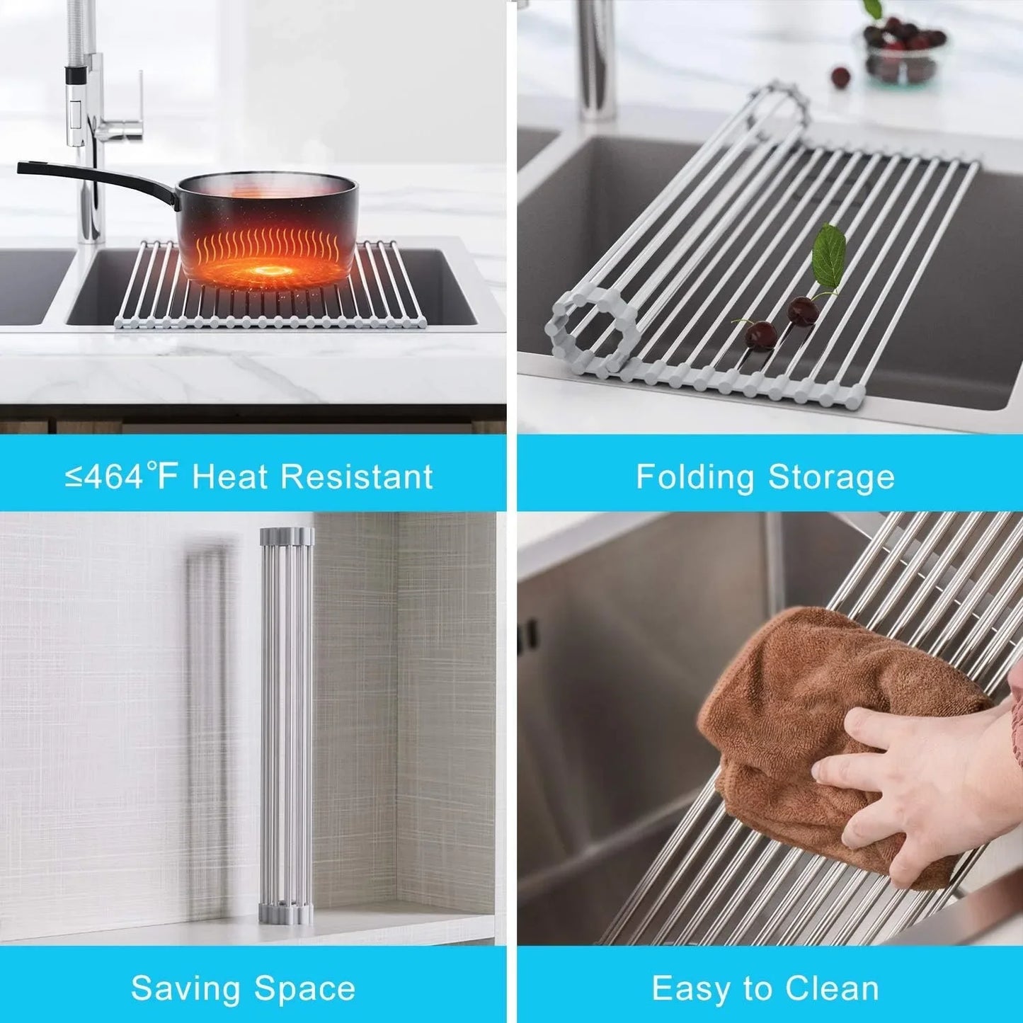 304 Stainless Foldable Dish Drying Rack