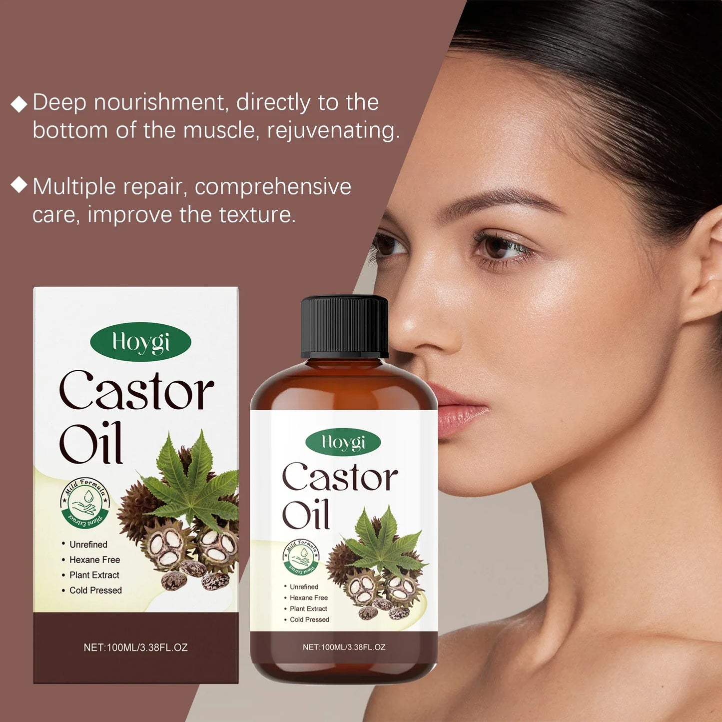 Organic Castor Oil for Hair and Eyelashes Nourishing Care