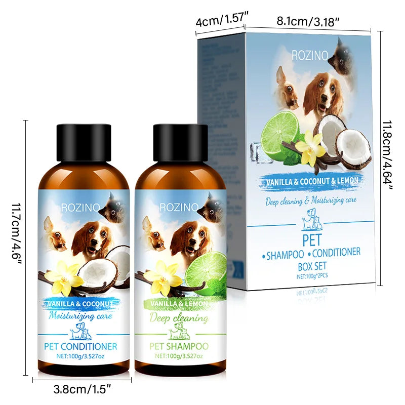 Natural Pet Bath Shampoo Conditioner Set
