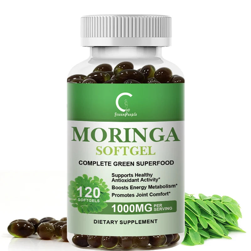 Organic Moringa Leaf Extract 1000mg Serving 100% Pure 120 Caps Immune Support , Strong Antioxidant, Digestive & Gut Health