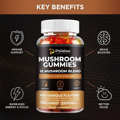 10-Strain Mushroom Brain Boost Gummies