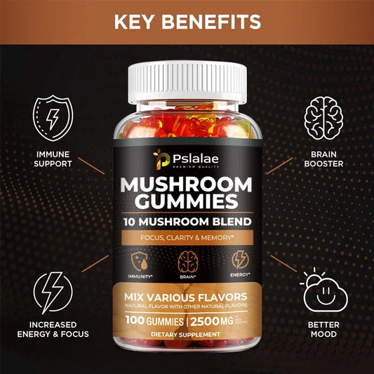 10-Strain Mushroom Brain Boost Gummies