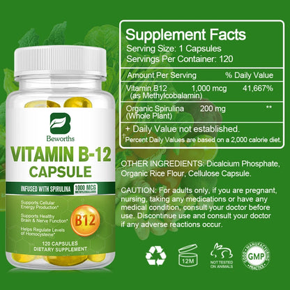 Organic Vitamin B12 1000mcg Nervous System Support