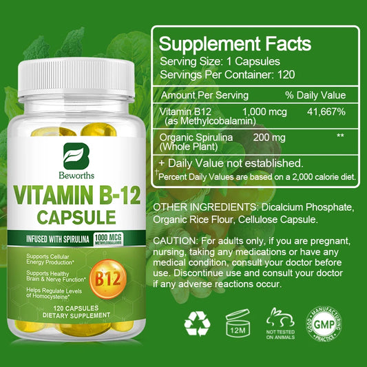 Organic Vitamin B12 1000mcg Nervous System Support