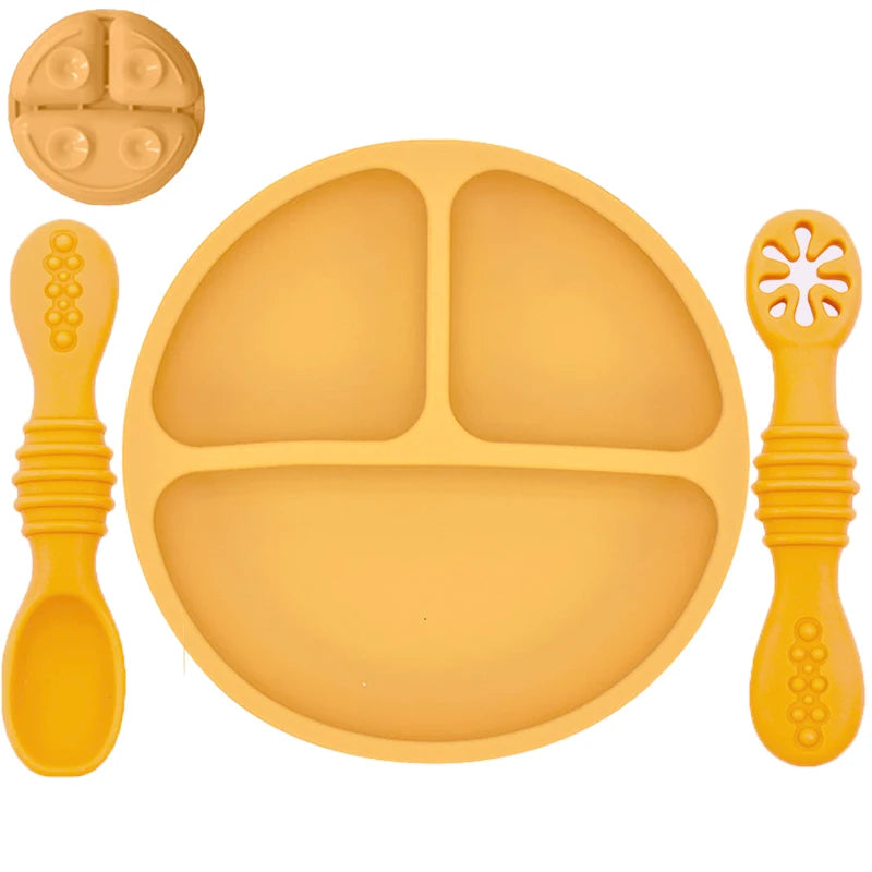 Silicone Baby Dining Plate with Spoon & Fork