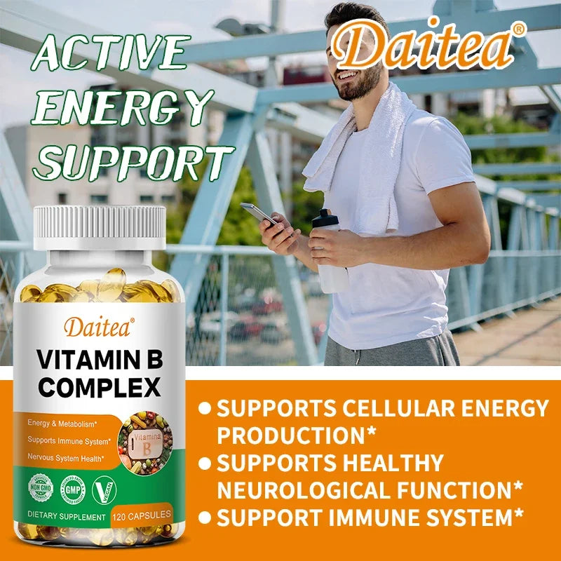 Organic Vitamin B Complex Supplement Capsules