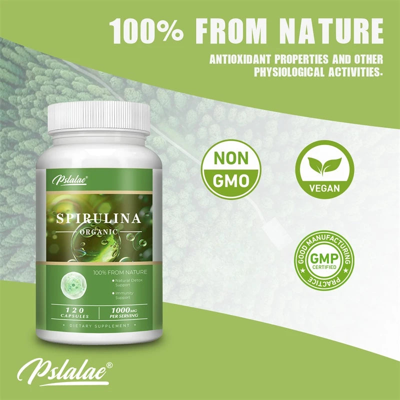 Organic Spirulina Capsules for Eye & Heart Health