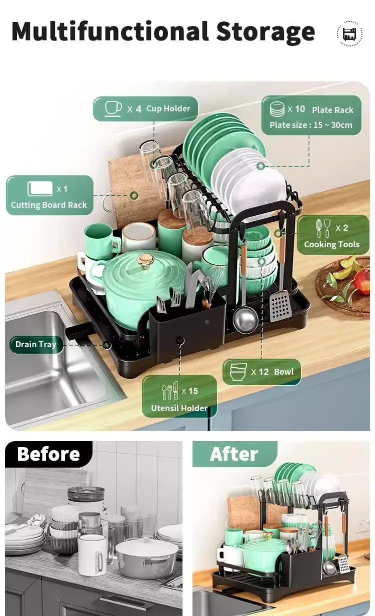 Multifunctional Double Layer Tableware Drain Rack