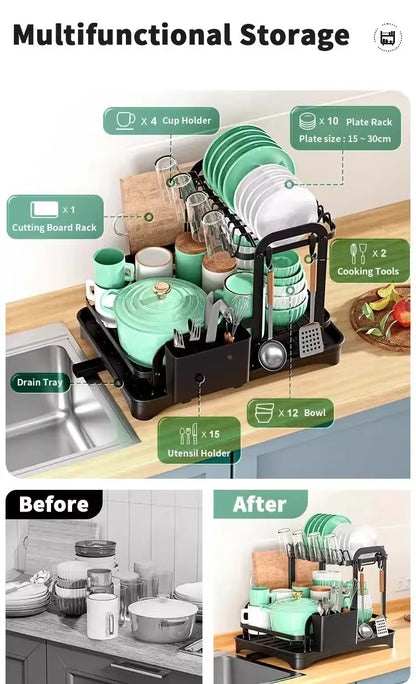 Multifunctional Double Layer Tableware Drain Rack