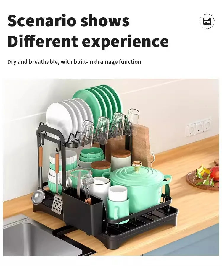 Multifunctional Double Layer Tableware Drain Rack