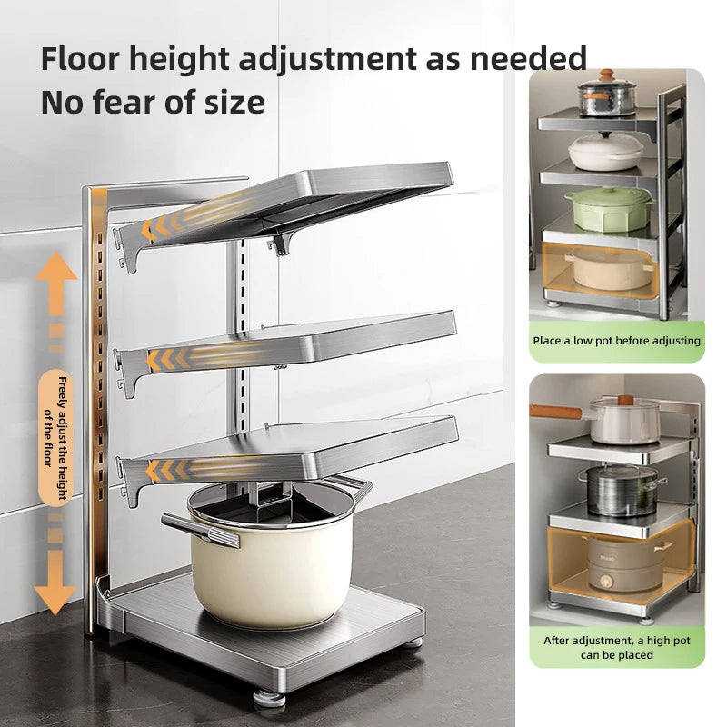 Adjustable Stainless Steel Pot Rack Organizer