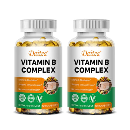 Organic Vitamin B Complex Supplement Capsules