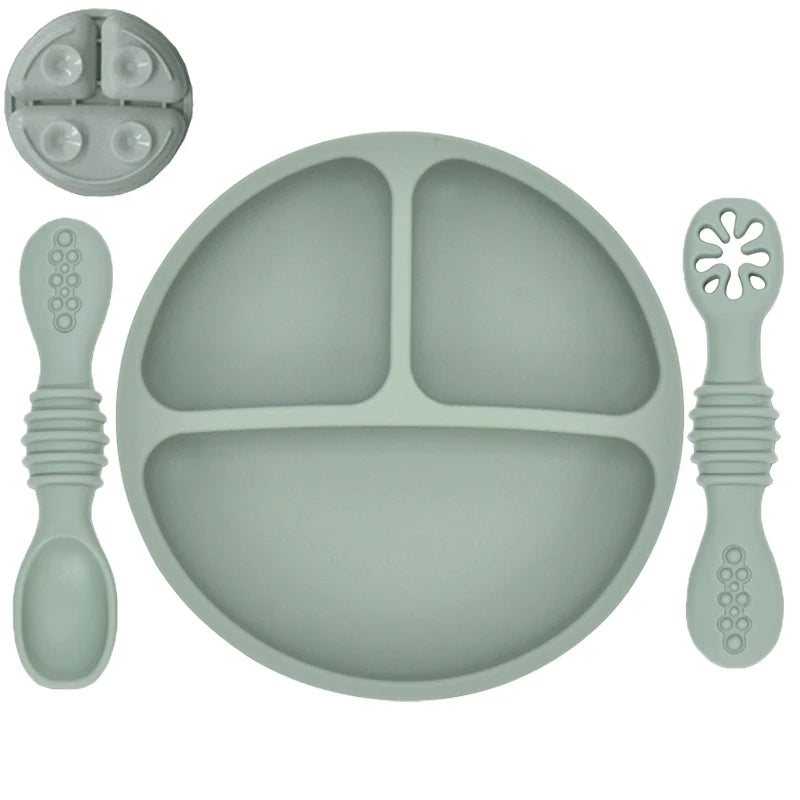 Silicone Baby Dining Plate with Spoon & Fork
