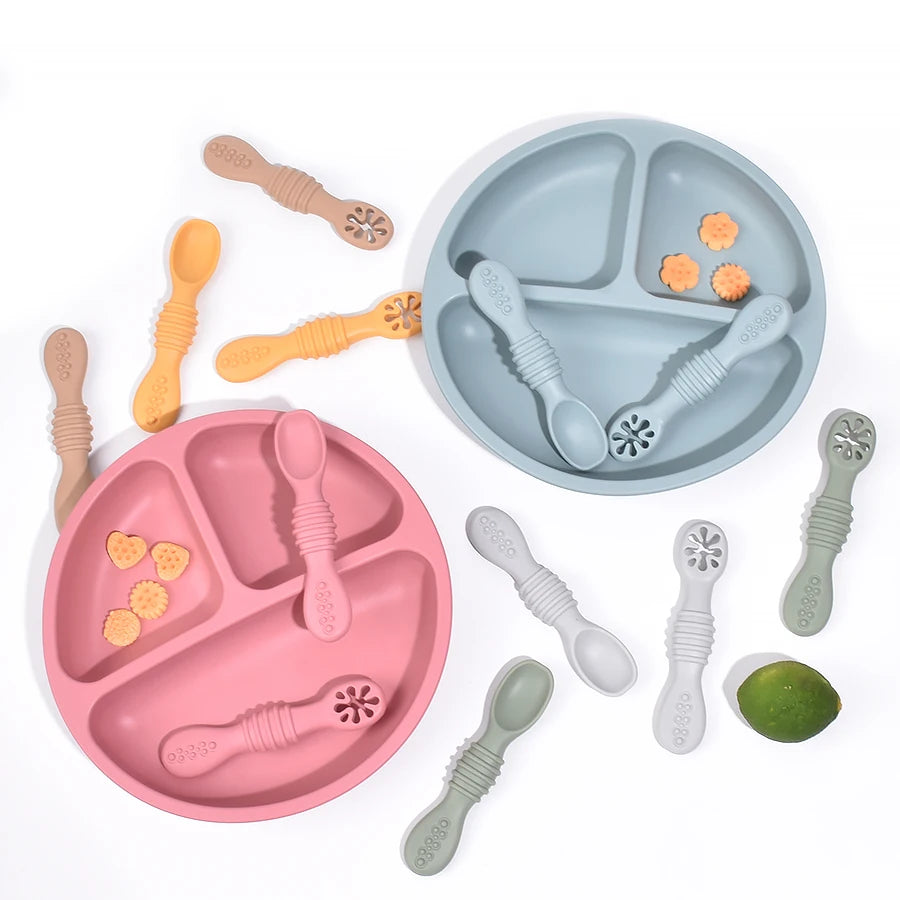 Silicone Baby Dining Plate with Spoon & Fork