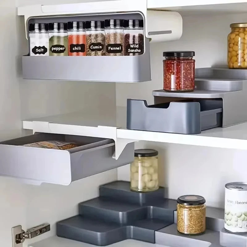 Adjustable Plastic Seasoning Bottle Organizer Rack