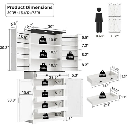 Farmhouse Kitchen Pantry Storage Cabinet