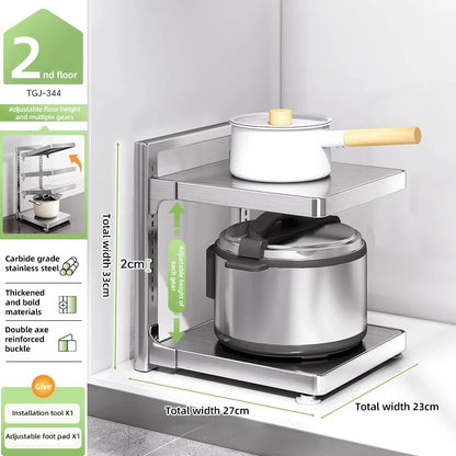 Adjustable Stainless Steel Pot Rack Organizer