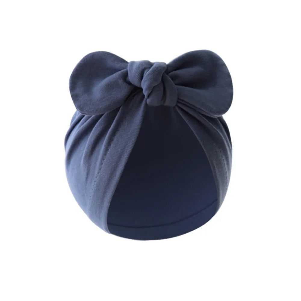 Cute Flower Knot Baby Hat with Bunny Ears