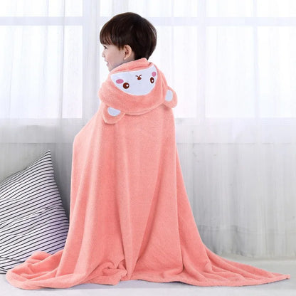Baby Hooded Bath Towel with Cartoon Animal Design