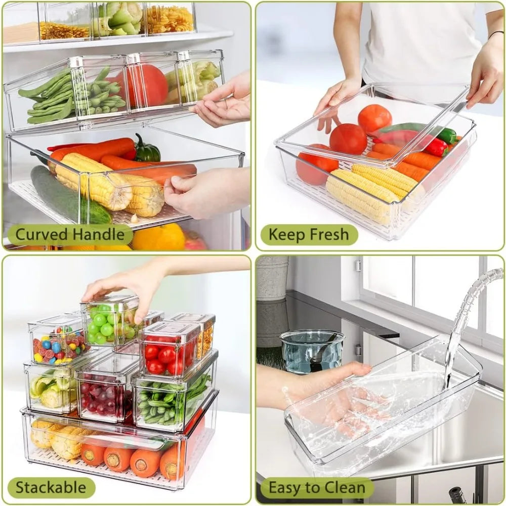 Stackable Refrigerator Pantry Storage Bins