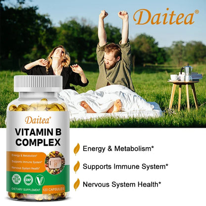 Organic Vitamin B Complex Supplement Capsules