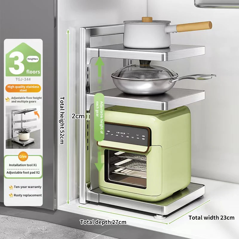 Adjustable Stainless Steel Pot Rack Organizer