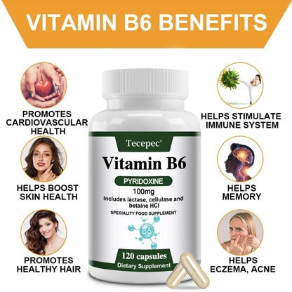 Vitamin B6 100mg for Brain & Heart Health
