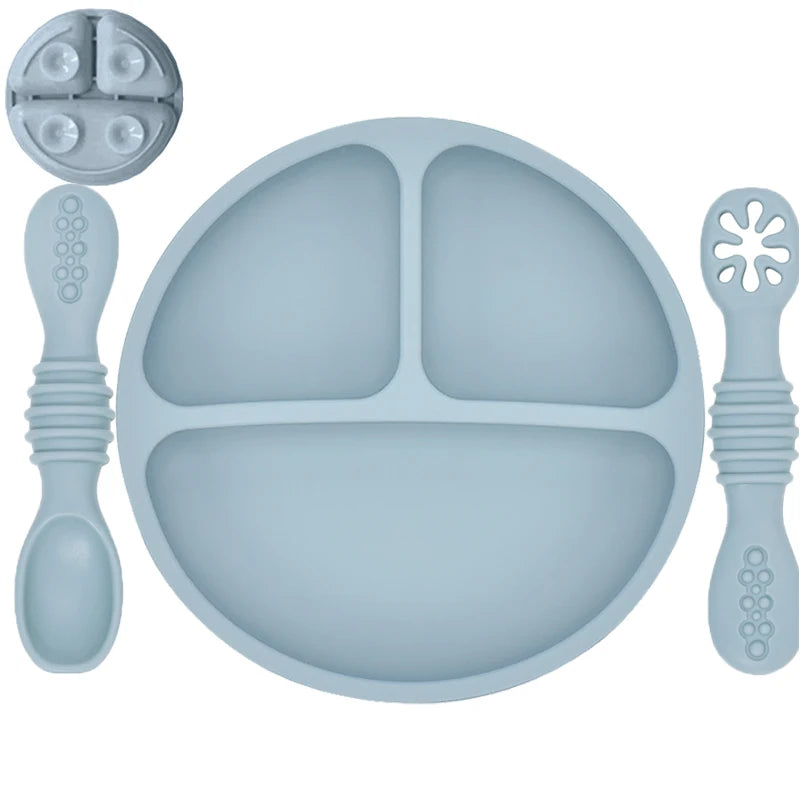 Silicone Baby Dining Plate with Spoon & Fork