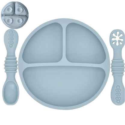 Silicone Baby Dining Plate with Spoon & Fork