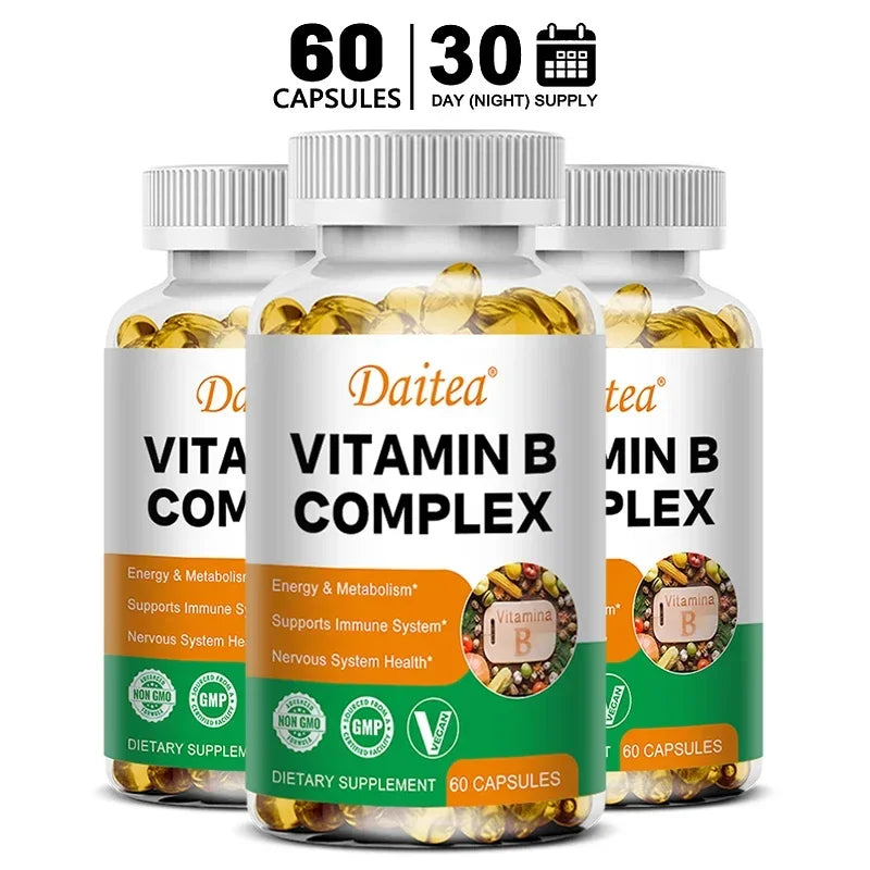 Organic Vitamin B Complex Supplement Capsules