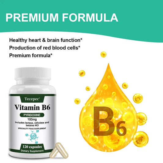 Vitamin B6 100mg for Brain & Heart Health