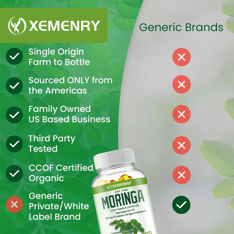 Organic Moringa Capsules for Energy & Wellness