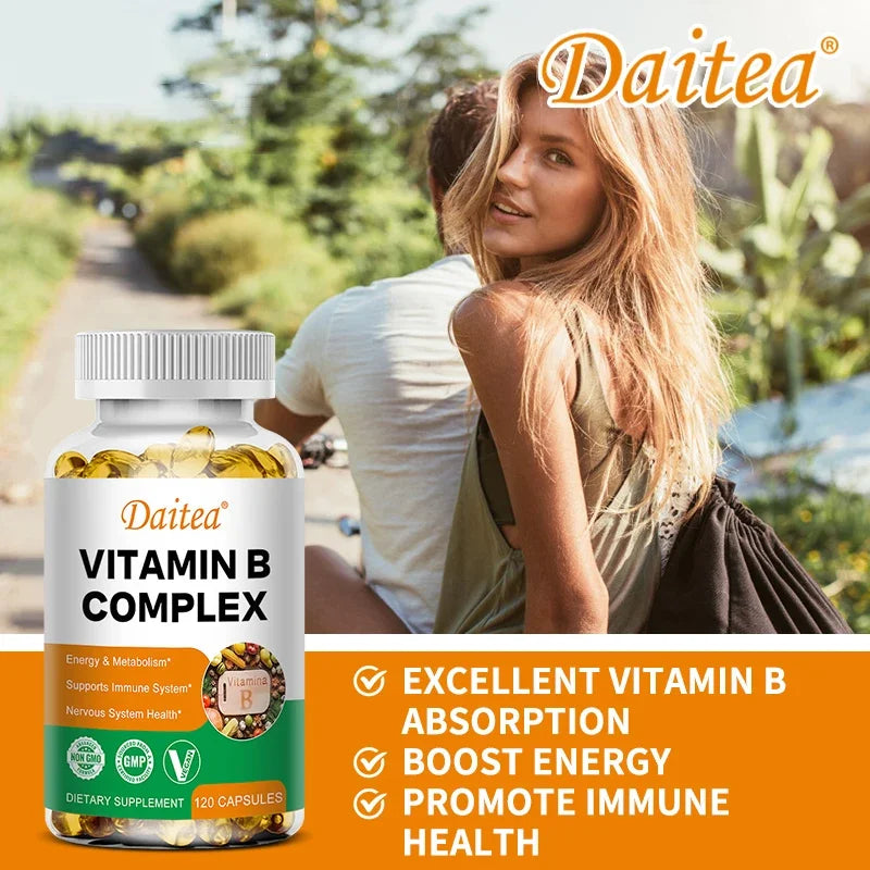 Organic Vitamin B Complex Supplement Capsules