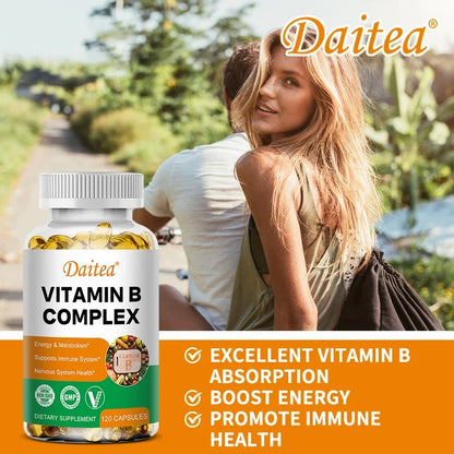 Organic Vitamin B Complex Supplement Capsules