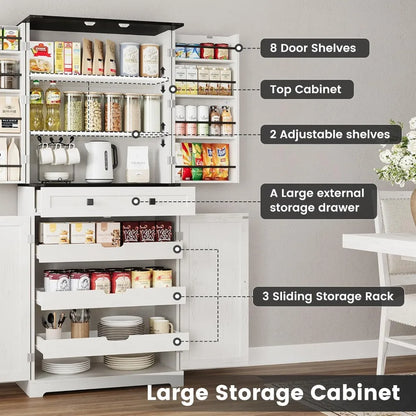Farmhouse Kitchen Pantry Storage Cabinet