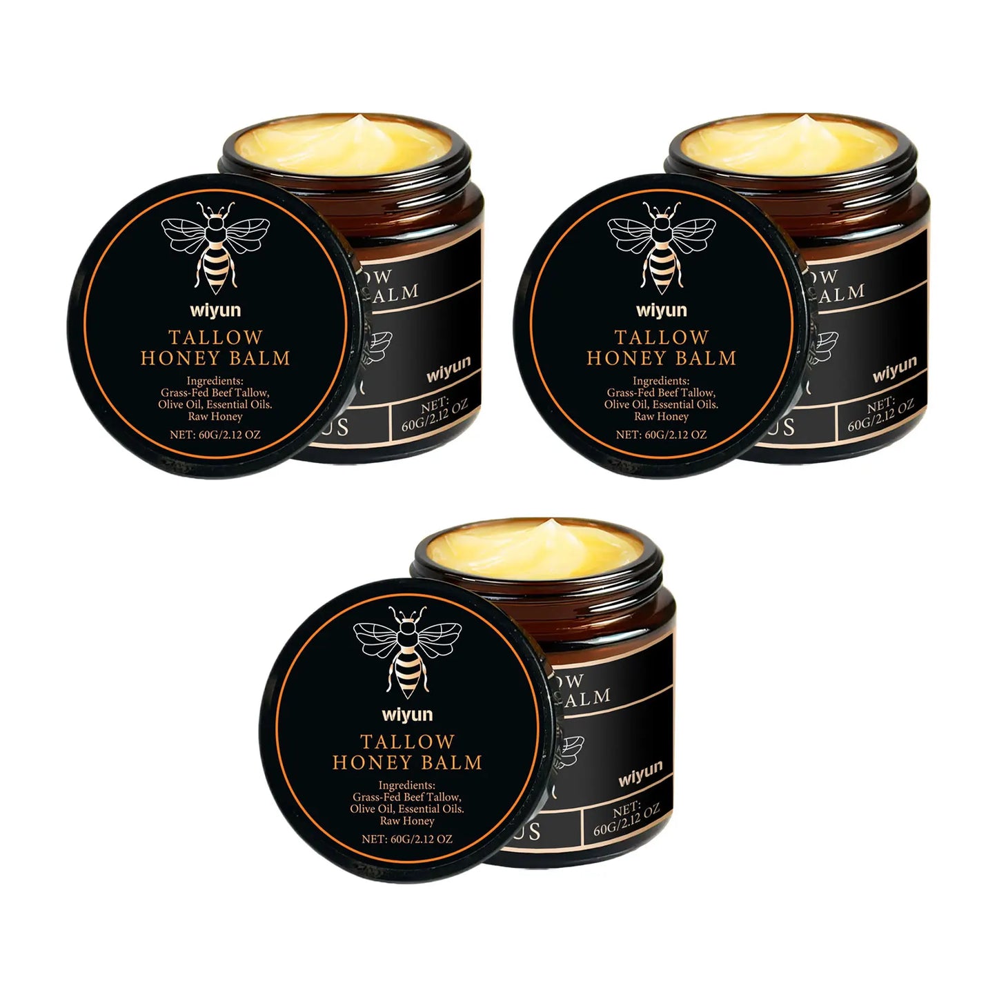 Organic Beef Tallow Balm with Raw Honey for Moisturizing