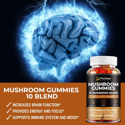 10-Strain Mushroom Brain Boost Gummies