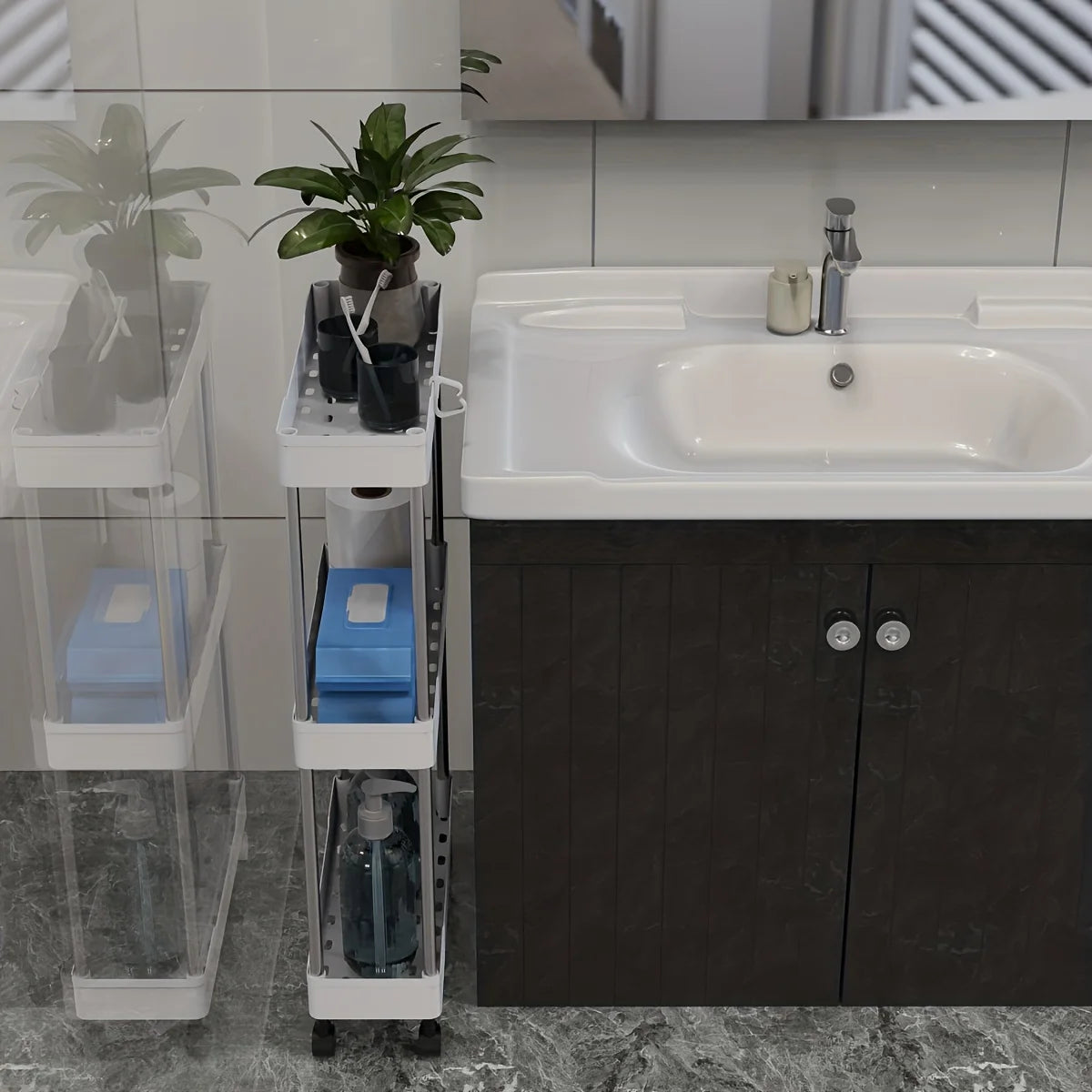 Slim Rolling Storage Rack Organizer