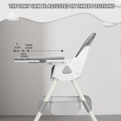 Foldable Baby High Chair with Toy Rack