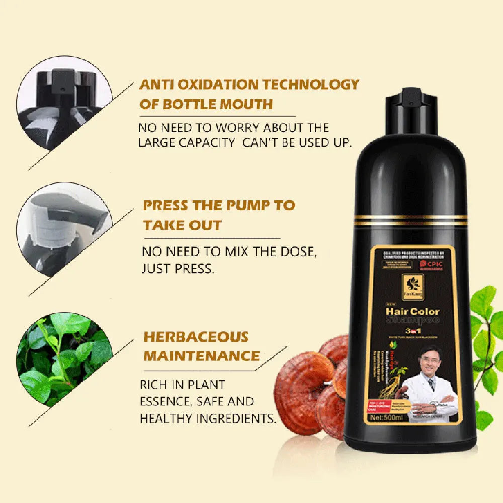 Natural Herbal Hair Color Shampoo for Gray Hair Nourishing Care