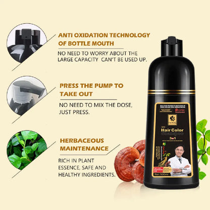 Natural Herbal Hair Color Shampoo for Gray Hair Nourishing Care
