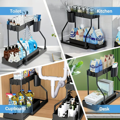 2 Tier Under Sink Storage Organizer